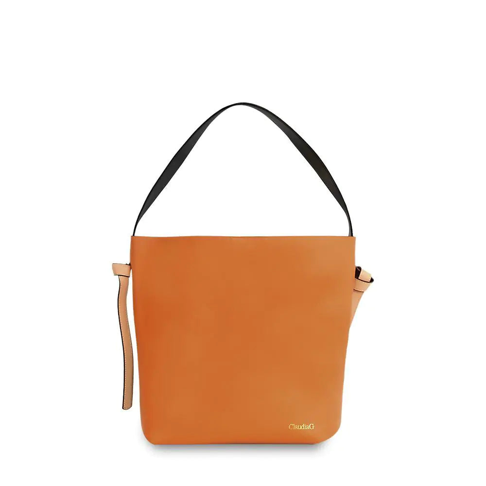 Versa Leather Tote -Orange/Black